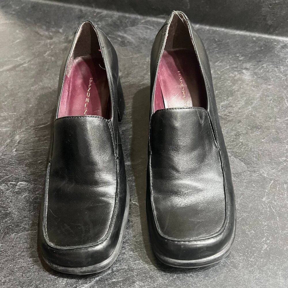 Bangolino Black 2.5 inch Stack Heel Loafers Woman’s Size 9 Y2K Business Casual